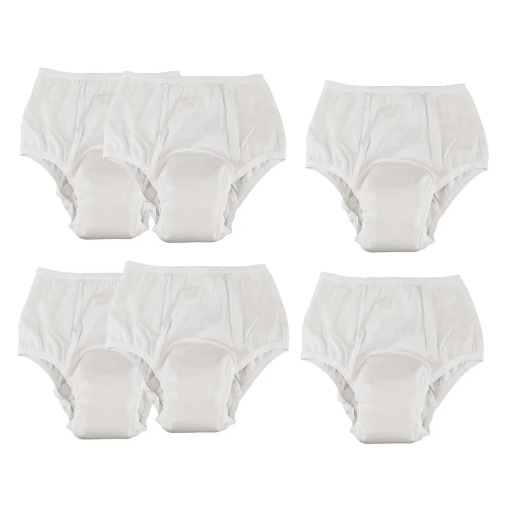 6ks Bílé Bavlněné Starší Prodyšné Inkontinenční spodní Prádlo Pacienta Podpory XXL 1
