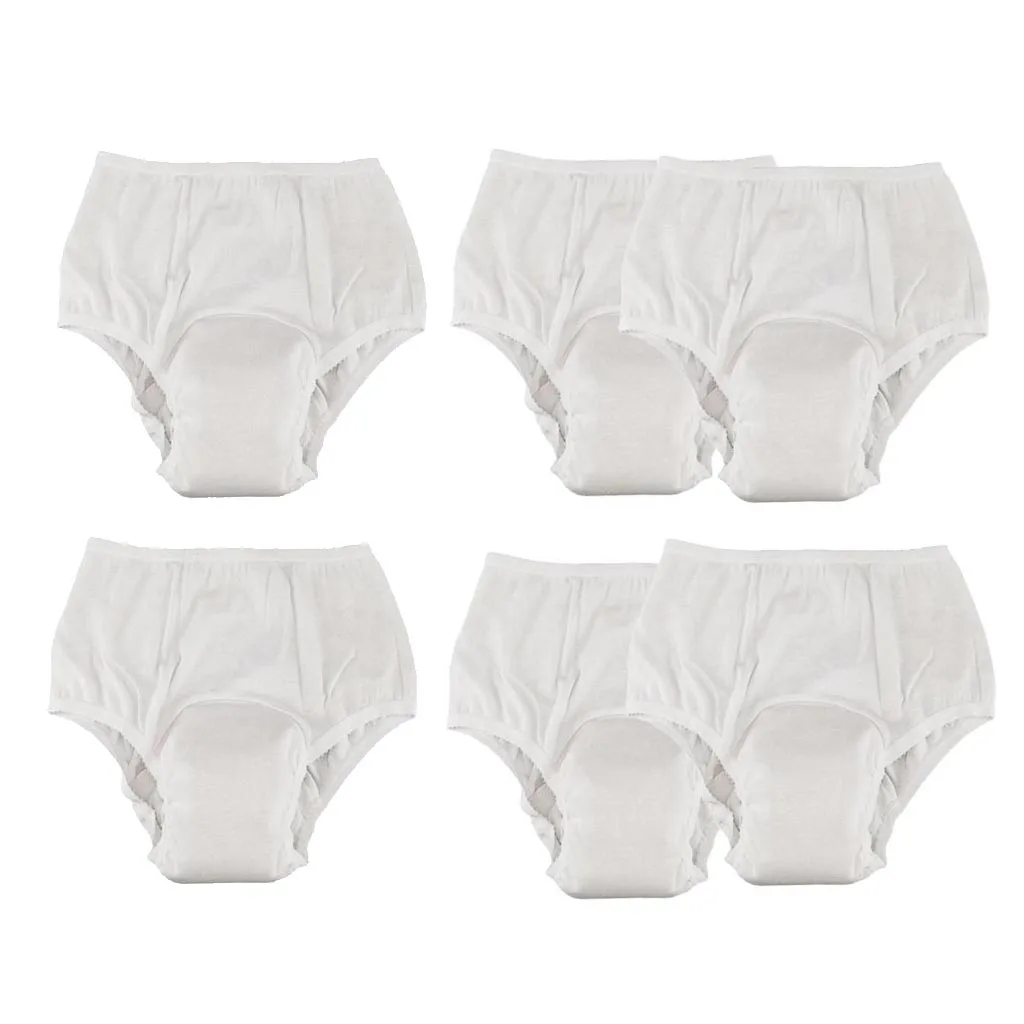 6ks Bílé Bavlněné Starší Prodyšné Inkontinenční spodní Prádlo Pacienta Podpory XXL 3