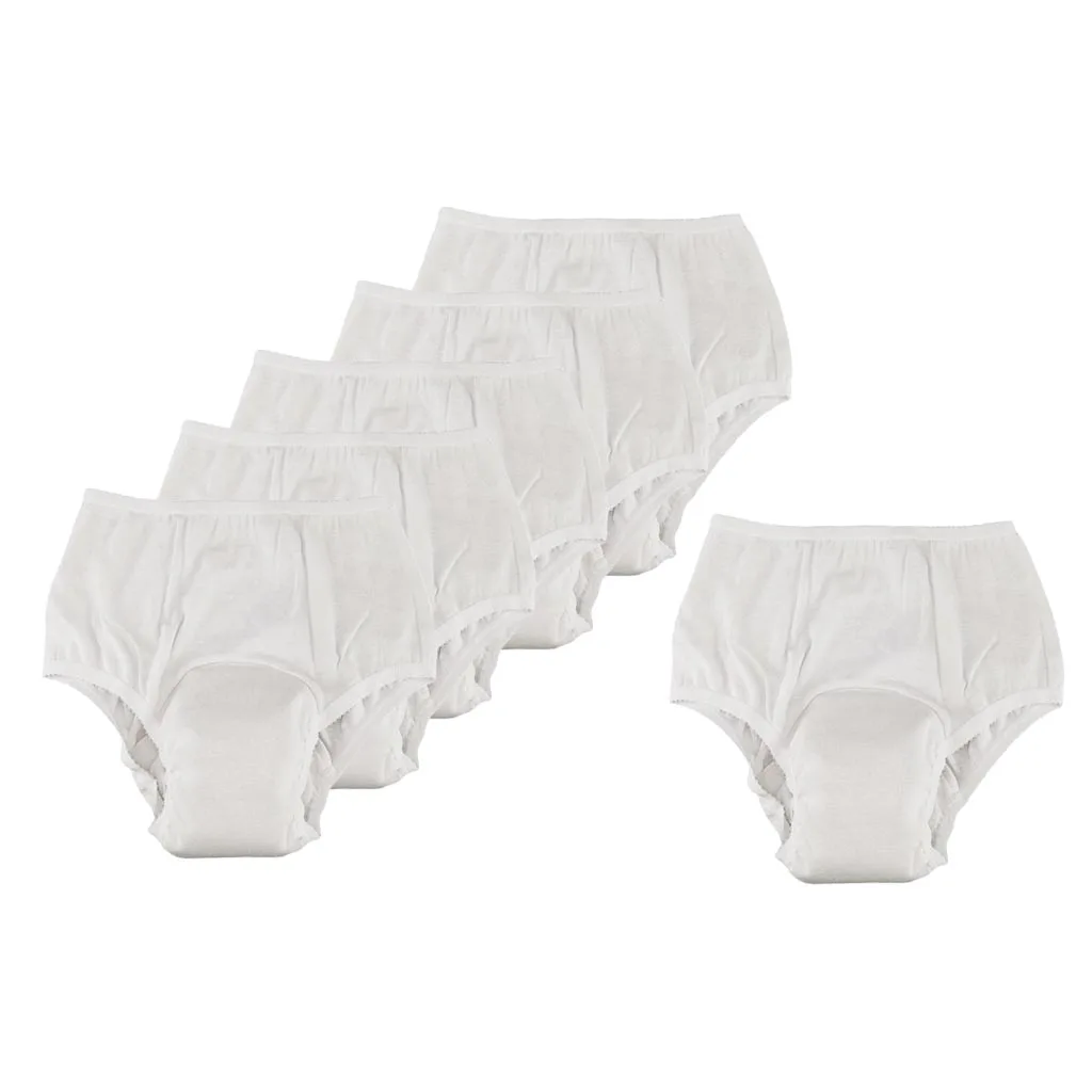 6ks Bílé Bavlněné Starší Prodyšné Inkontinenční spodní Prádlo Pacienta Podpory XXL 4
