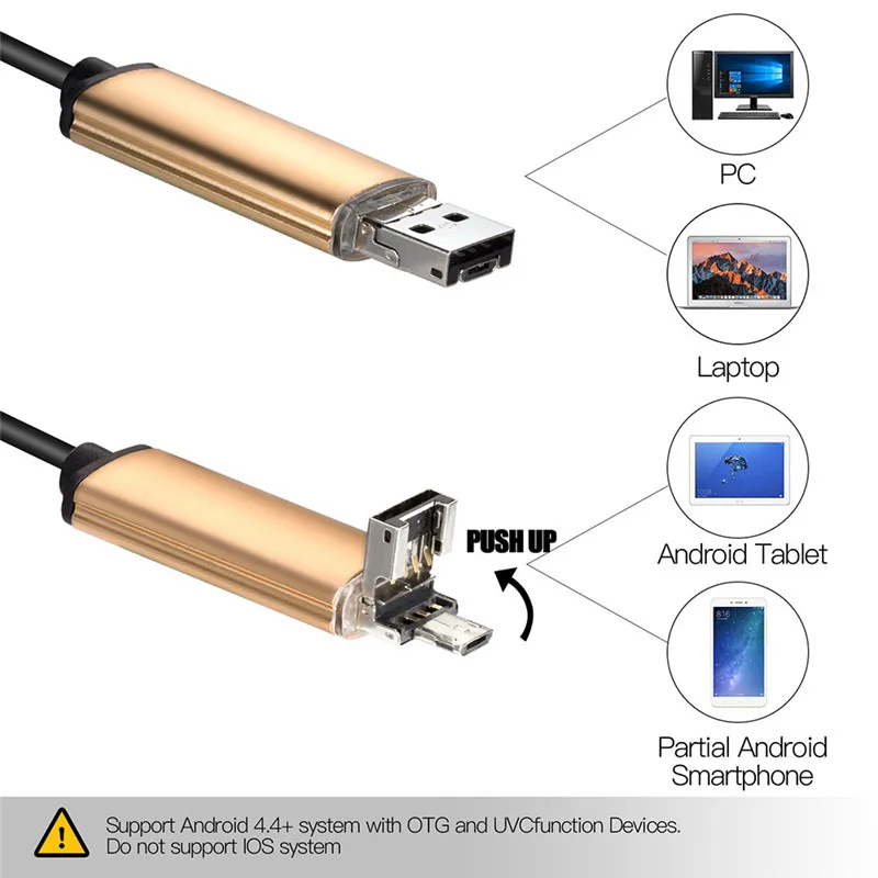 7mm 2v 1 USB Endoskop 480P HD Had Trubice a Android Boroskop USB Endoscopio Inspekční Micro Kamera pro PC, Chytrý Telefon 1