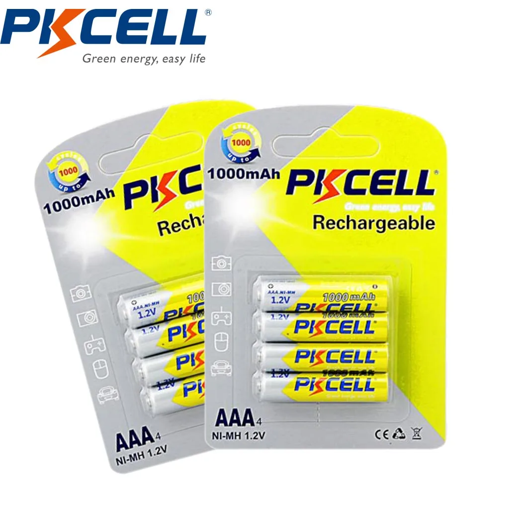 8ks/2Pack PKCELL AAA Dobíjecí Baterie Ni-MH baterie 1000mAh 1,2 V NIMH AAA Baterie Baterias pro Baterku Kamery Hračky 0