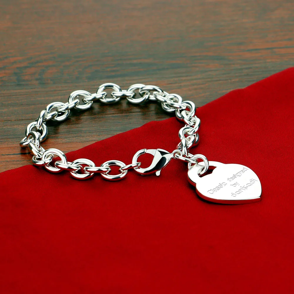 925 Sterling Silver Srdce značky Náramek ženské Klasické all-zápas temperament móda narozeniny přítomen Velkoobchodní šperky 2