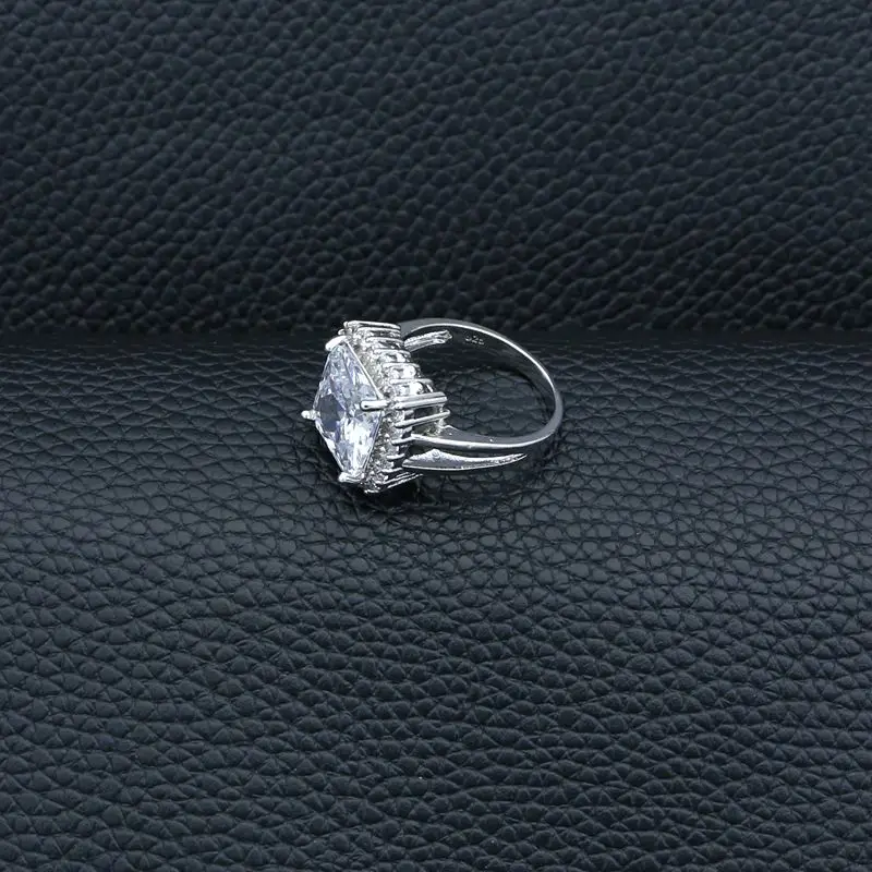 925 Sterlling Stříbrná Svatební Šperky, Soupravy Pro Nevěsty, Bílé Zirkony Stud Náušnice/Přívěsek/Náhrdelník/Ring Set 0