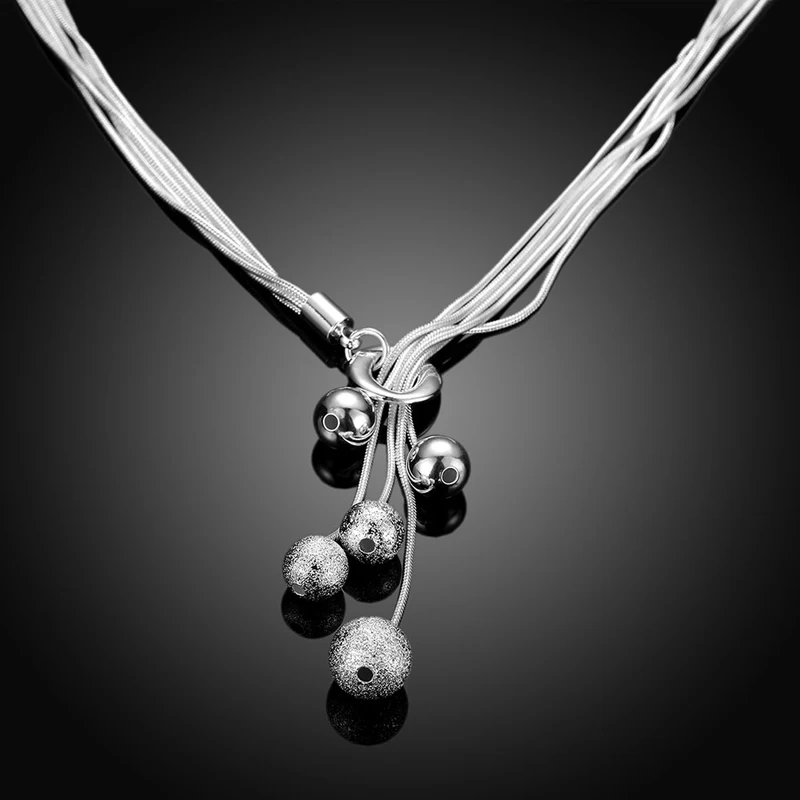925 Stříbrné Šperky Náhrdelníky Korálky Dlouhý Náhrdelník Řetězy Pro Ženy, Svatební Party, Náhrdelníky, Šperky, Dárky 2