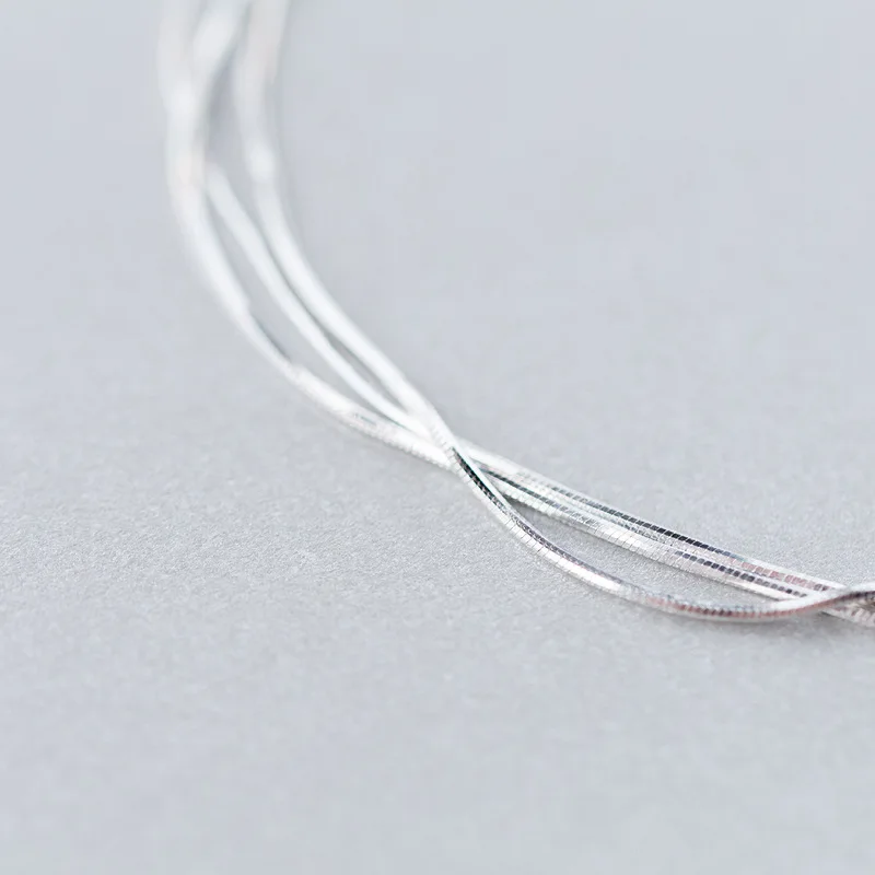 925 Stříbrný Náramek Pro Ženy Módní Jednoduché Multi-vrstva Had Kost Řetěz Náramek Temperament Náramky Ruční Šperky 2