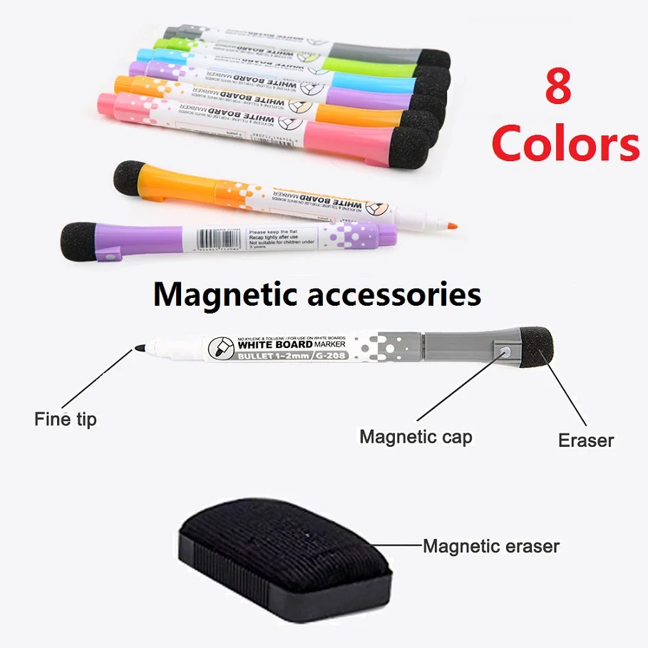 A3 A4 Dry-vymazat Magnetická Tabule na Lednici, Bílá Tabule Magnetické Markery Eraser Menu Plánovač Denní Týden Organizátor List 1