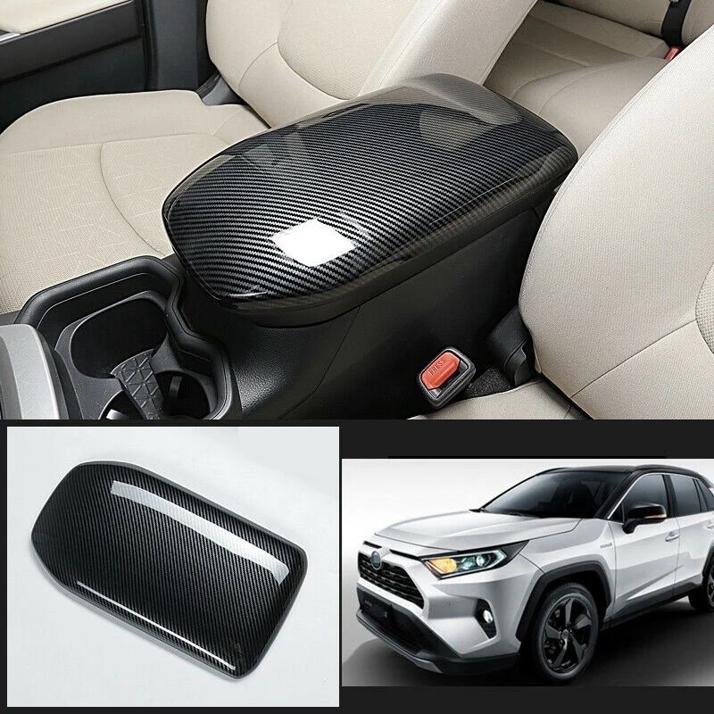 ABS Carbon Fiber Barva Vozu Box Loketní opěrka Kryt Středové Konzole Saver Kryt pro Toyota RAV4 2019 2020 4