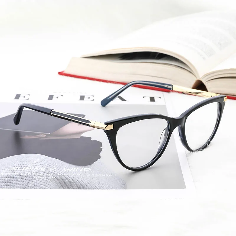 Acetát Ženy Brýle Rám Krátkozrakost Předpis Transparentní Elegantní Cat Eye Brýle Rám 2019 Nové Příjezdu pro Ženy#9004 4
