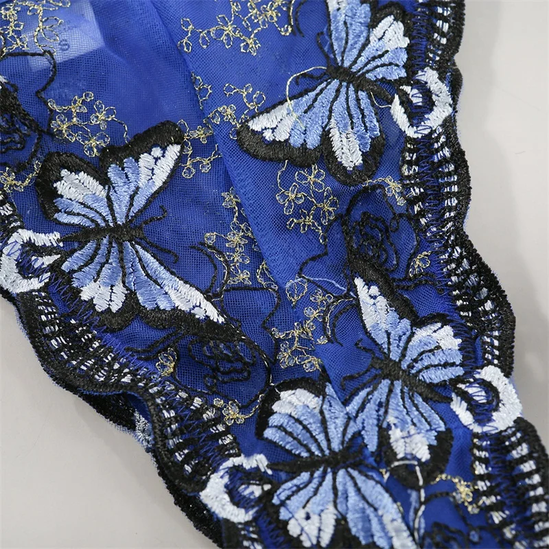 Aduloty Hot prodej nové dámské butterfly výšivky drát zdarma podprsenka a kalhotky set sexy krajkové spodní prádlo tanga eroticl spodní prádlo 3
