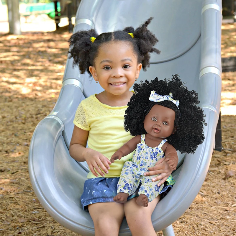 Afrika Dítě Krásné Panenky Simulace Baby Doll Černá Kůže Znovuzrození Africké Dítě Panenka Pro Děti, Dárek k Narozeninám Novorozence panenky 1