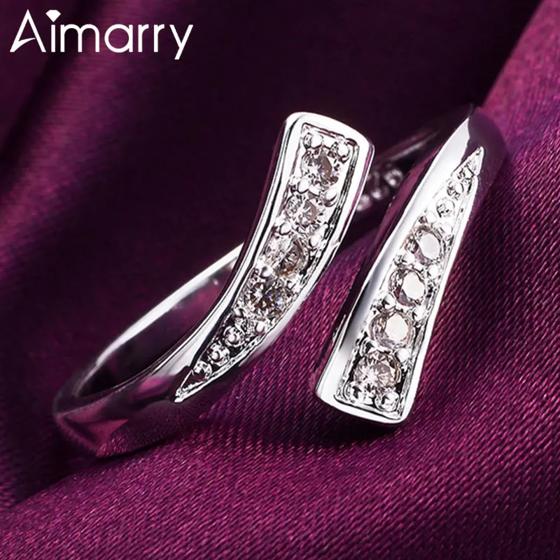 Aimarry 925 Sterling Silver Nastavitelný AAA Zirkon Prsten Pro Ženy Kouzlo Párty Dárky Módní Zásnubní Svatební Šperky 1