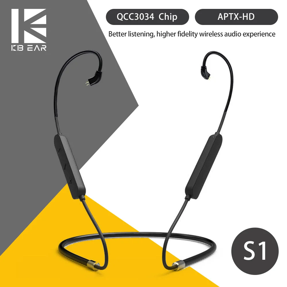 AK KBEAR S1 Bluetooth 5.0 Sportovní Bluetooth Upgrade Kabel Bezdrátový Headset Mate pro KBEAR KS2 KB04 KB06 TRI I3 0