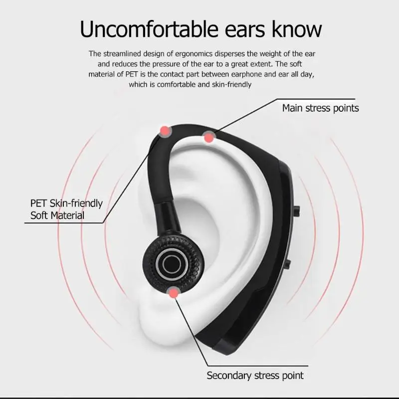 ALLOET Jeden Stereo Bezdrátová Sluchátka V9 Handsfree Obchodní Bluetooth sluchátka pro smartphony a tablety, Sportovní Sluchátka 4
