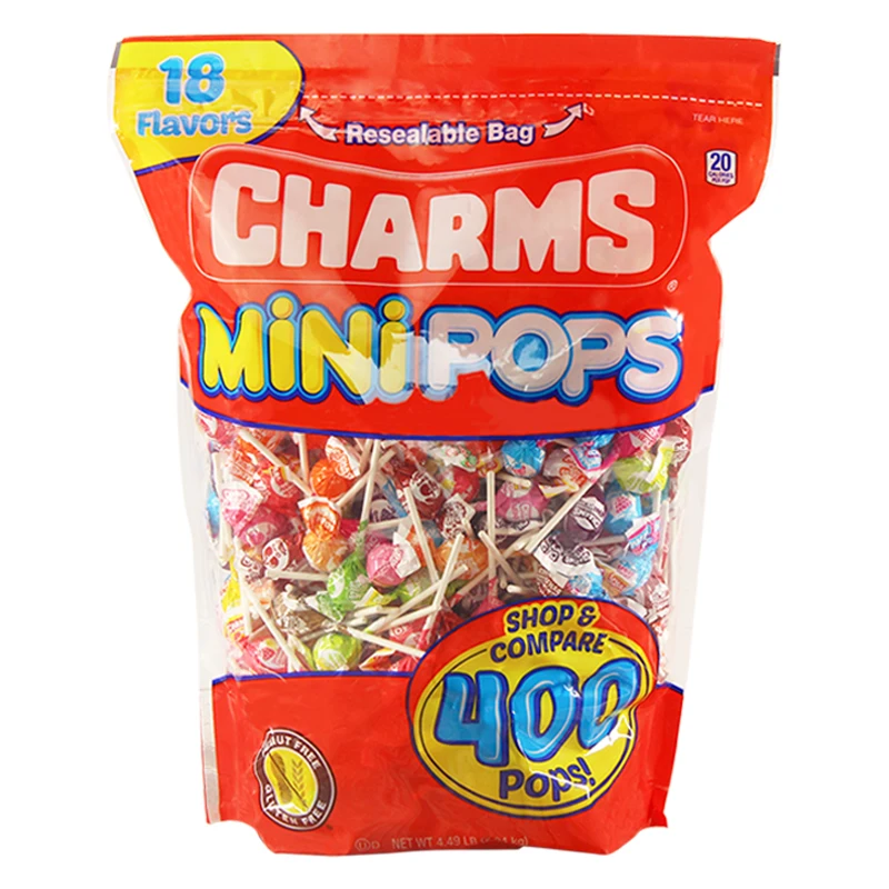 American Candy CHAMS Lollipop 18 chutí 400PCS 50KS smíšené ovoce chuť děti, občerstvení, vánoční Dárek 4