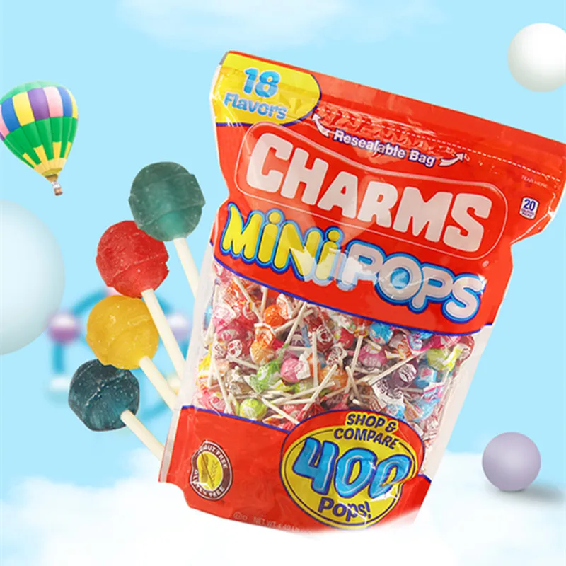 American Candy CHAMS Lollipop 18 chutí 400PCS 50KS smíšené ovoce chuť děti, občerstvení, vánoční Dárek 5
