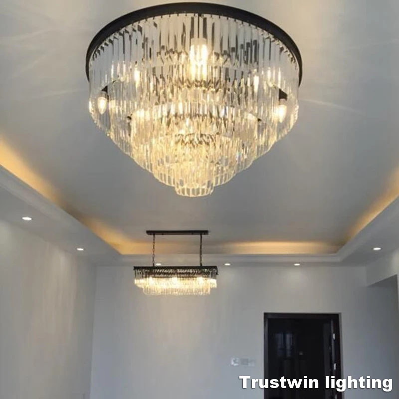 American retro skleněné trubice přívěsek světlo lampy LED kulaté kruhové foyer obývací obývací pokoj křišťálové závěsné stropní svítidlo světla LED 4