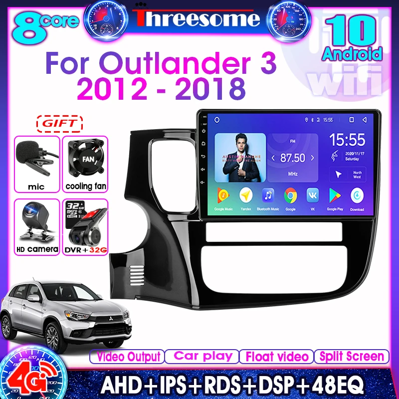Android 10.0 4G+64G auto GPS rádio pro Mitsubishi Outlander 3 2012-2018 DSP RDS 48EQ Multimediální Video Přehrávač 4G síť WI-fi 8 jader 0