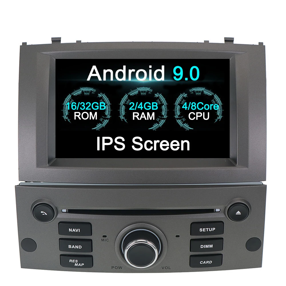 Android 9.0 Auto Rádio Přehrávač Multimediální Stereo Pro Peugeot 407 2004 2005 2010 Auto Audio DVD, Video, GPS, WIFI, BLuetooth, Navigace 3