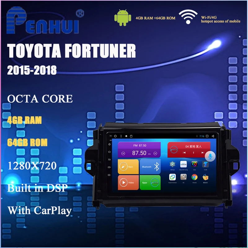 Android Auto DVD Pro Toyota Fortuner (-2018), Auto Rádio Multimediální Video Přehrávač, GPS Navigace Android 10.0 Double Din 1
