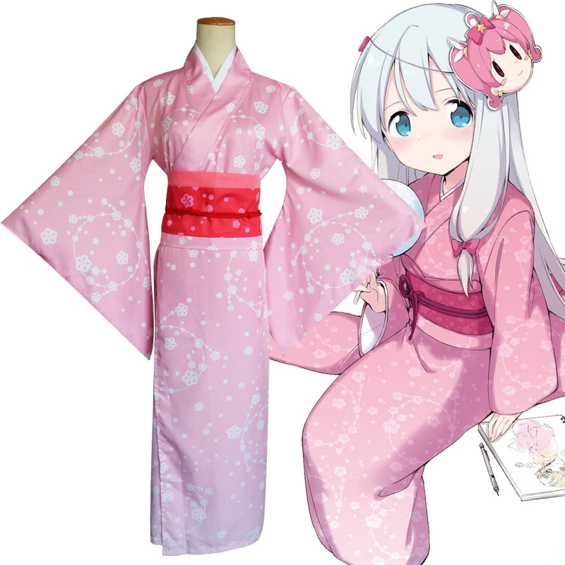 Anime Eromanga Izumi Sensei Sagiri Cosplay Kostým Japonské Kimono Ženy, Holka, Halloween, Karneval, Párty Jarní Cosplay Paruka Boty 3