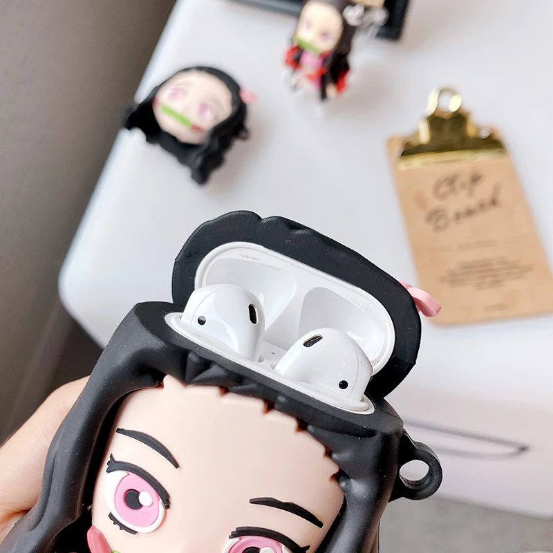 Anime Karikatura krásná dívka 3D pouzdro pro AirPods 1 2 pro nabíjení box měkké silikonové Bezdrátové bluetooth sluchátka, ochranný kryt 0