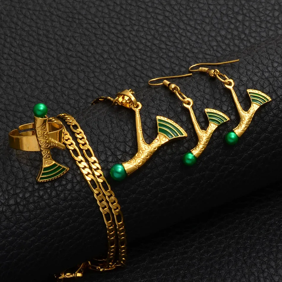 Anniyo 2019 PNG Sekera Přívěsek Šperky sady Náhrdelníky Náušnice pro Ženy, Dívky Papua-Nová Guinea Šperky Ax Set #220806 2
