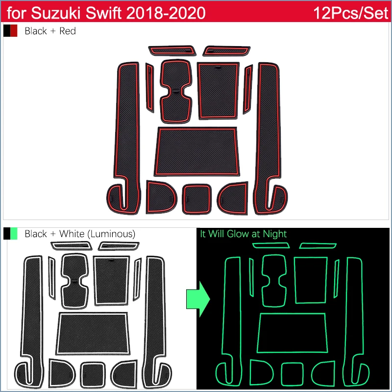 Anti-slip Gumové Dveře Cup Polštář Podložky pro Suzuki Swift A2L 2018~2020 2019 Sport DZire Drážky Mat Auto Interiérové Doplňky 1