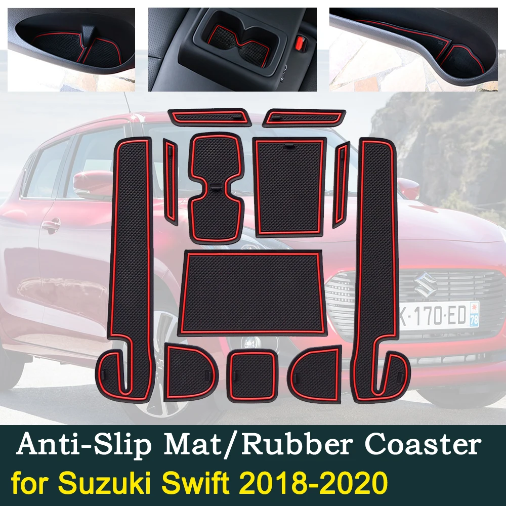 Anti-slip Gumové Dveře Cup Polštář Podložky pro Suzuki Swift A2L 2018~2020 2019 Sport DZire Drážky Mat Auto Interiérové Doplňky 3