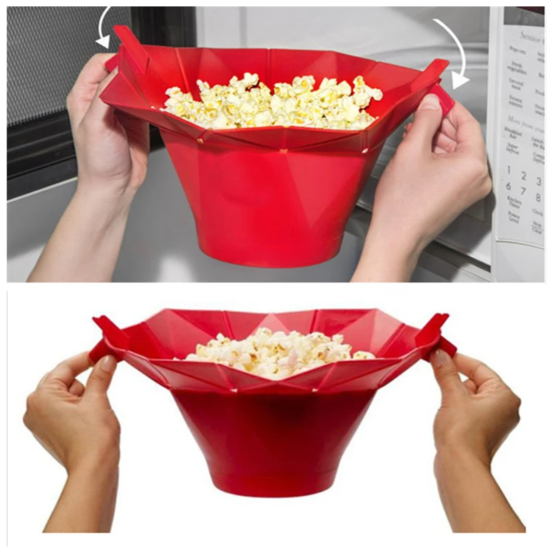 Aomily Mikrovlnné Popcorn Maker, popcorn Mísy Mikrovlnná trouba Bezpečná Ruční výroba Nové Kuchyně bábovka Bakingwares DIY Popcorn Kbelík 2
