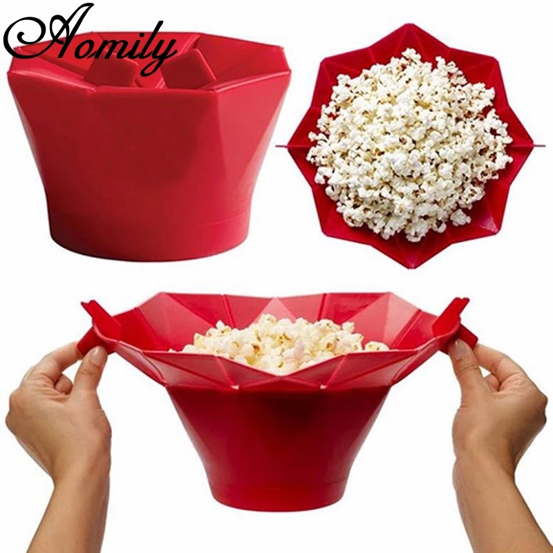 Aomily Mikrovlnné Popcorn Maker, popcorn Mísy Mikrovlnná trouba Bezpečná Ruční výroba Nové Kuchyně bábovka Bakingwares DIY Popcorn Kbelík 4