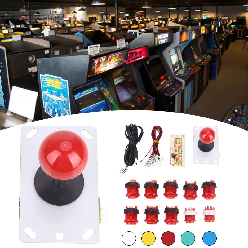 Arcade Herní Stroj DIY Kit Části Tlačítka a Joystick a USB Encoder Board Žádné Zpoždění herní ovladač 0