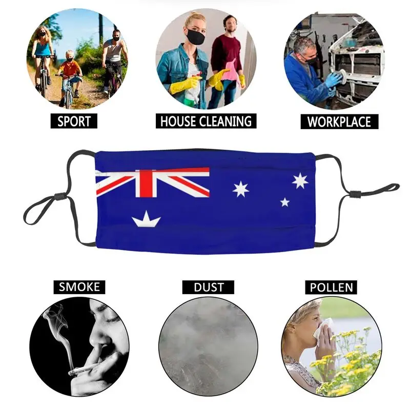 Austrálie Vlajka Maska Muži Ženy Anti Mlha Australský Hrdost Maska, Respirátor Ochrana V Pračce Úst Muflové 1