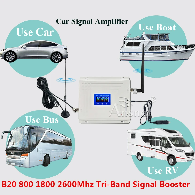 Auto Používat!!!! B20 800 1800 2600 Mhz Tri-Band Mobil Booster Mobile 4G Zesilovač Signálu 2G 4G Mobilní Opakovač LTE DCS 4G Booster 1