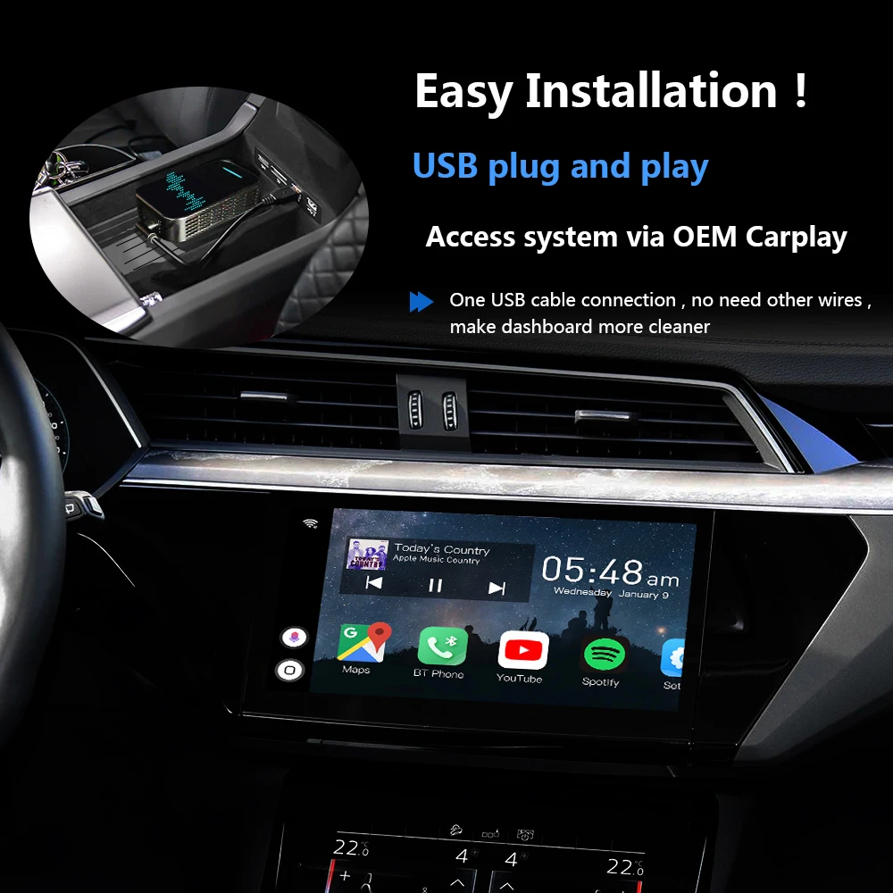 Auto Rádio Bezdrátové Carplay, Android auto 4+32G Média Carplay Box Android 10.0 Pro Audi VW Ford sync 3 Hyundai Škoda Mercede 5
