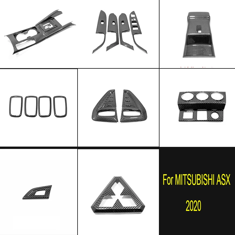 Auto Vnitřní Příslušenství Styling Pro Mitsubishi ASX 2020 ABS Carbon Fiber Okna, Výtah Spínač Tlačítko Loketní opěrka Kryt Lišty 4