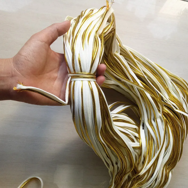 Barva bílého zlata Zaujatost Pásky s kabelem,GoldGolden barva ,zkreslení, Potrubí, pásky,size10mm x 100yards,DIY šití quilt polštář příslušenství 1