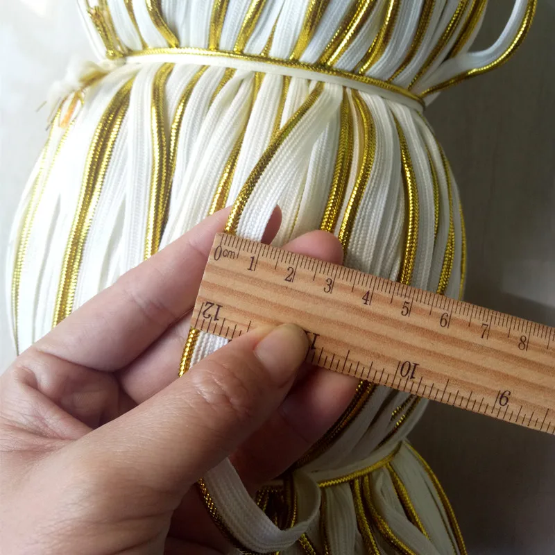 Barva bílého zlata Zaujatost Pásky s kabelem,GoldGolden barva ,zkreslení, Potrubí, pásky,size10mm x 100yards,DIY šití quilt polštář příslušenství 2