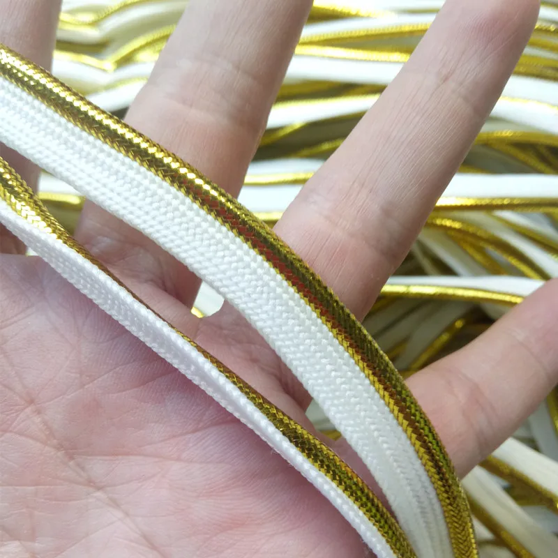 Barva bílého zlata Zaujatost Pásky s kabelem,GoldGolden barva ,zkreslení, Potrubí, pásky,size10mm x 100yards,DIY šití quilt polštář příslušenství 3