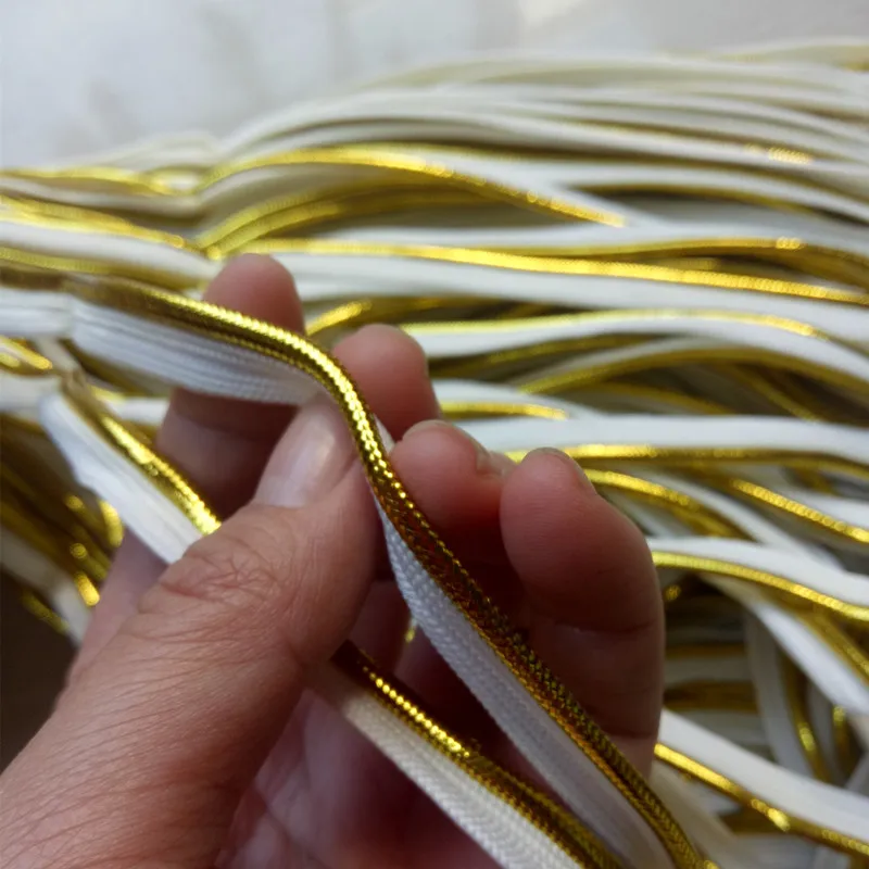 Barva bílého zlata Zaujatost Pásky s kabelem,GoldGolden barva ,zkreslení, Potrubí, pásky,size10mm x 100yards,DIY šití quilt polštář příslušenství 5