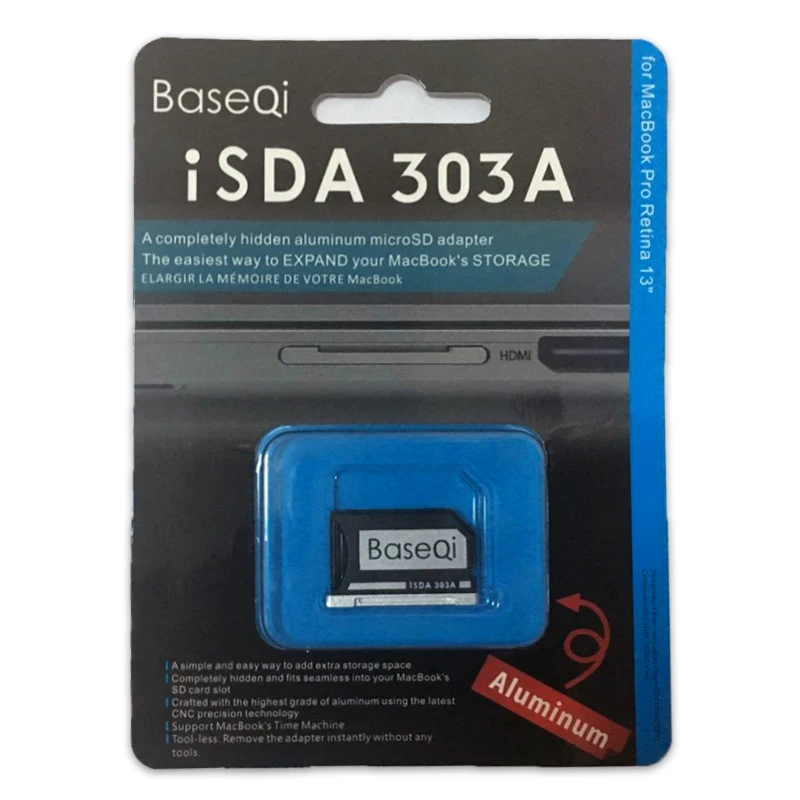 Baseqi Kovové MiniDrive Adaptér pro Karty microSD/TF Reader For Macbook Pro Retina 13inch 2012 2013 Notebooku 303A NinjaDrive 2