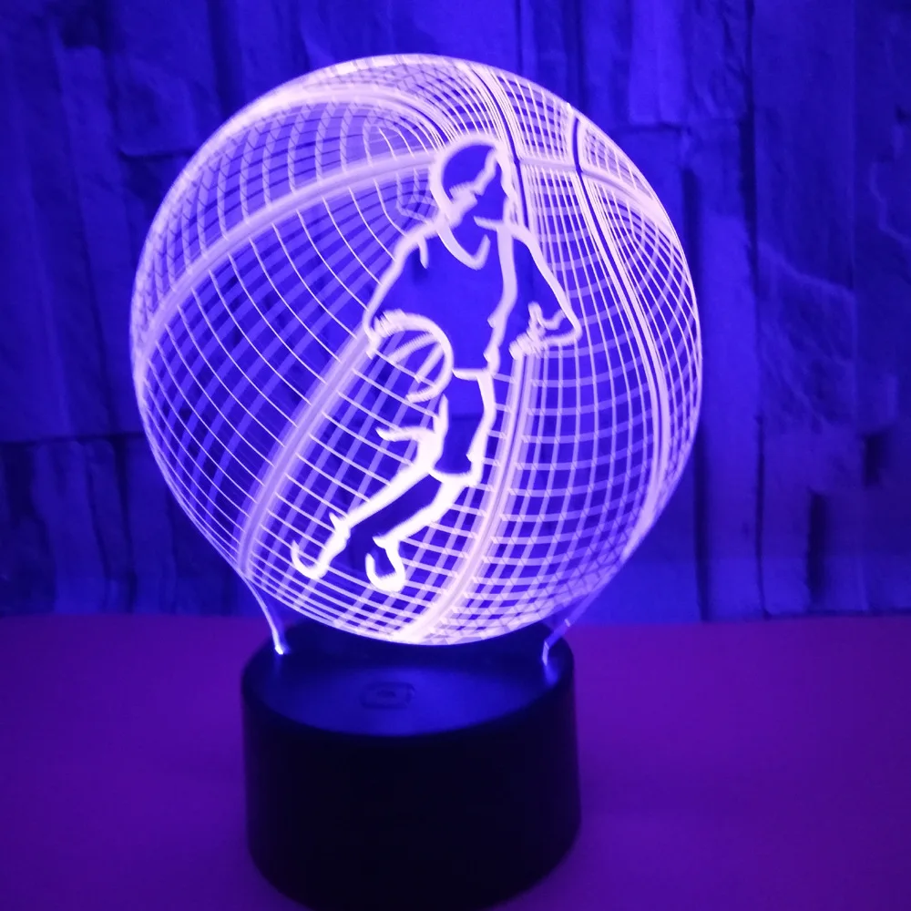 Basketbal Model LED 3D Lampa Remote Dotykový Spínač USB Noční světlo Barevné Nálady Stolní Dekorativní pro Kluky Děti Dárky 0
