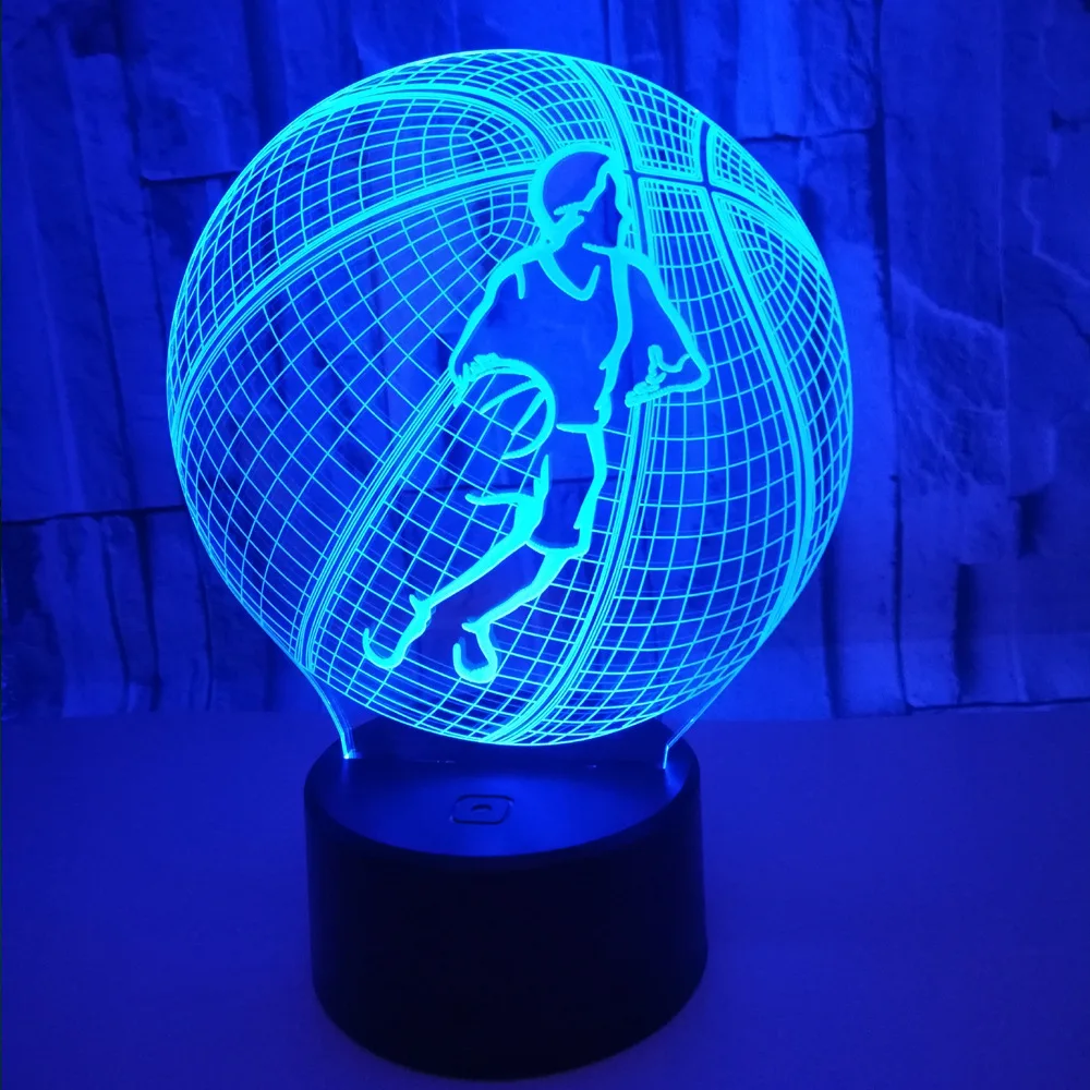Basketbal Model LED 3D Lampa Remote Dotykový Spínač USB Noční světlo Barevné Nálady Stolní Dekorativní pro Kluky Děti Dárky 1