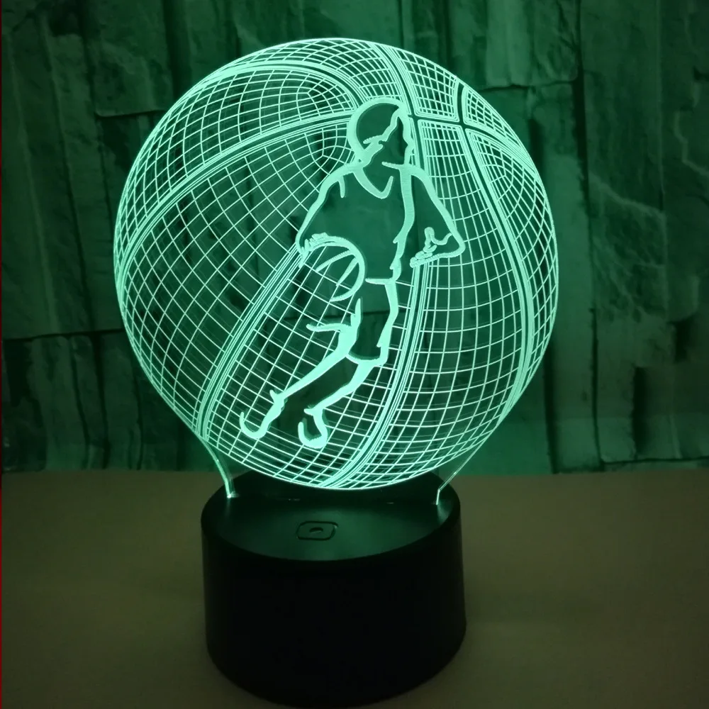 Basketbal Model LED 3D Lampa Remote Dotykový Spínač USB Noční světlo Barevné Nálady Stolní Dekorativní pro Kluky Děti Dárky 2