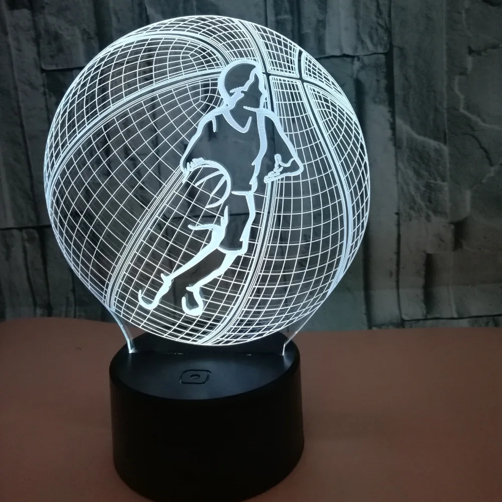 Basketbal Model LED 3D Lampa Remote Dotykový Spínač USB Noční světlo Barevné Nálady Stolní Dekorativní pro Kluky Děti Dárky 3