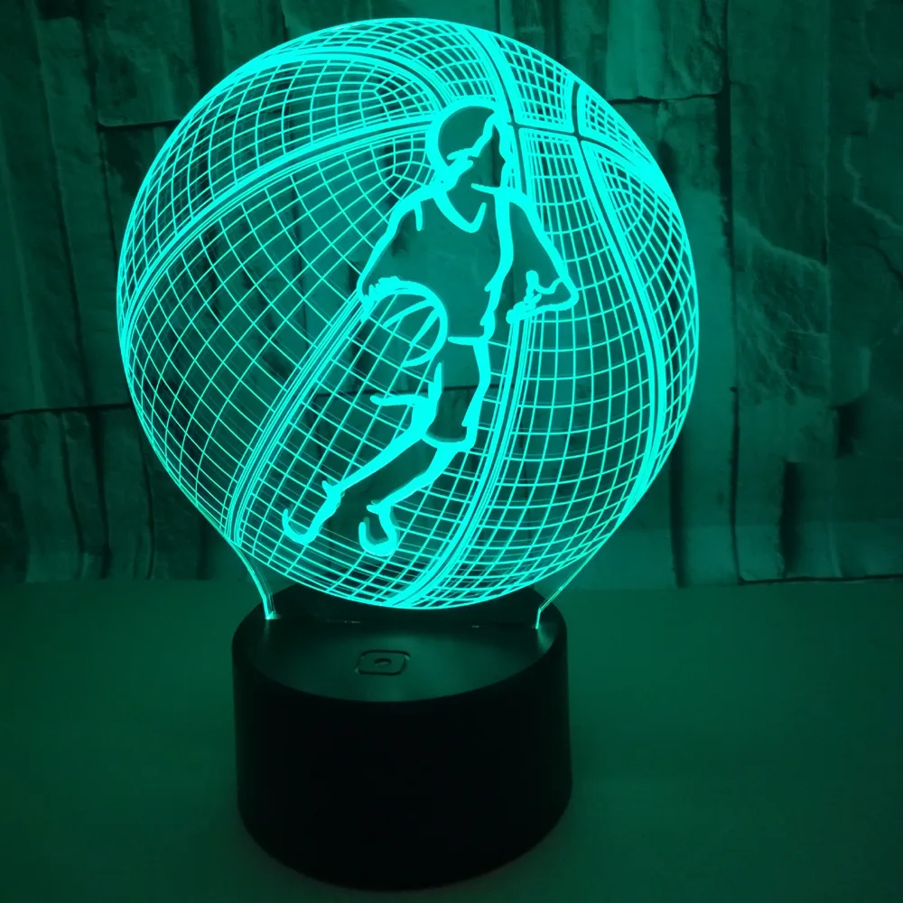 Basketbal Model LED 3D Lampa Remote Dotykový Spínač USB Noční světlo Barevné Nálady Stolní Dekorativní pro Kluky Děti Dárky 4