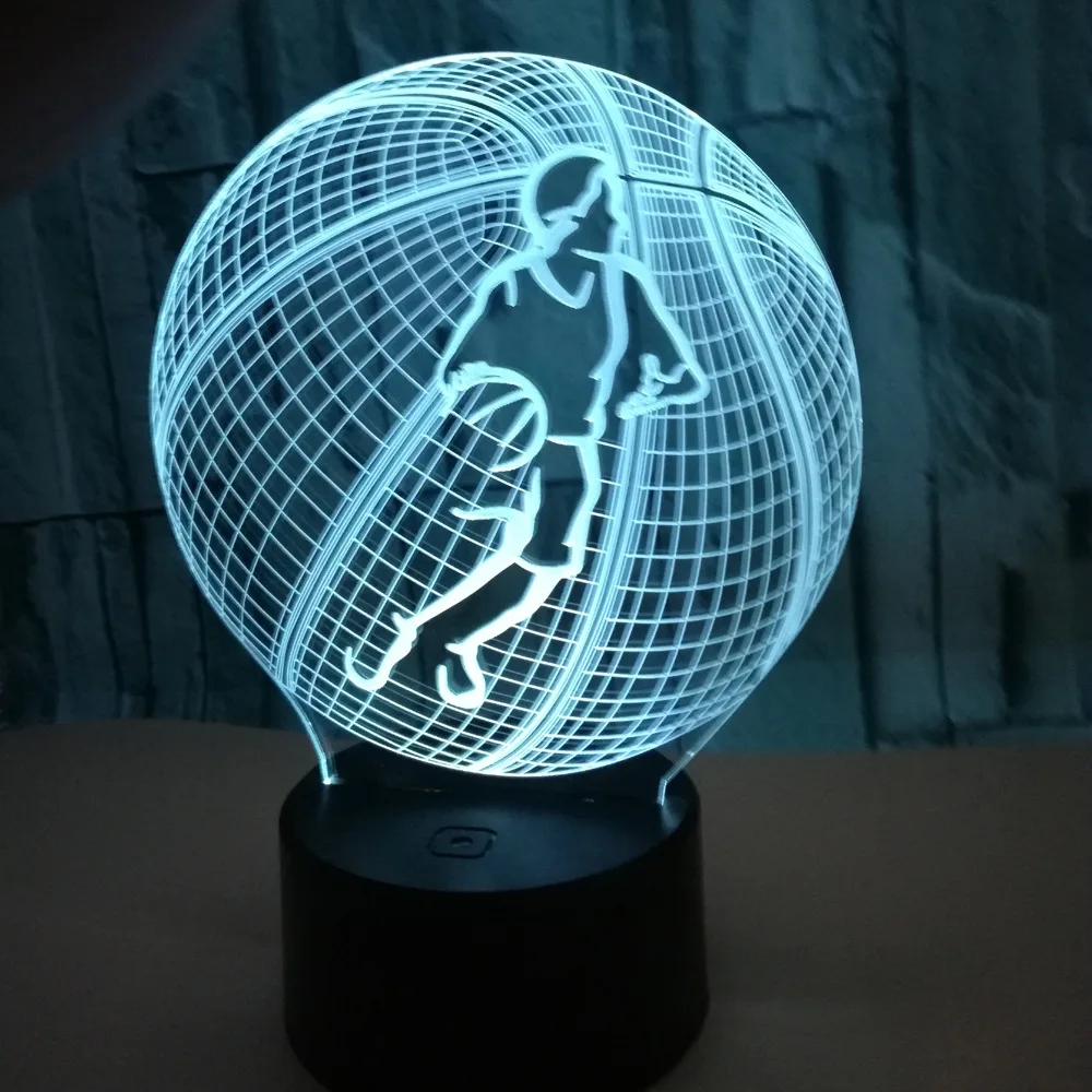 Basketbal Model LED 3D Lampa Remote Dotykový Spínač USB Noční světlo Barevné Nálady Stolní Dekorativní pro Kluky Děti Dárky 5