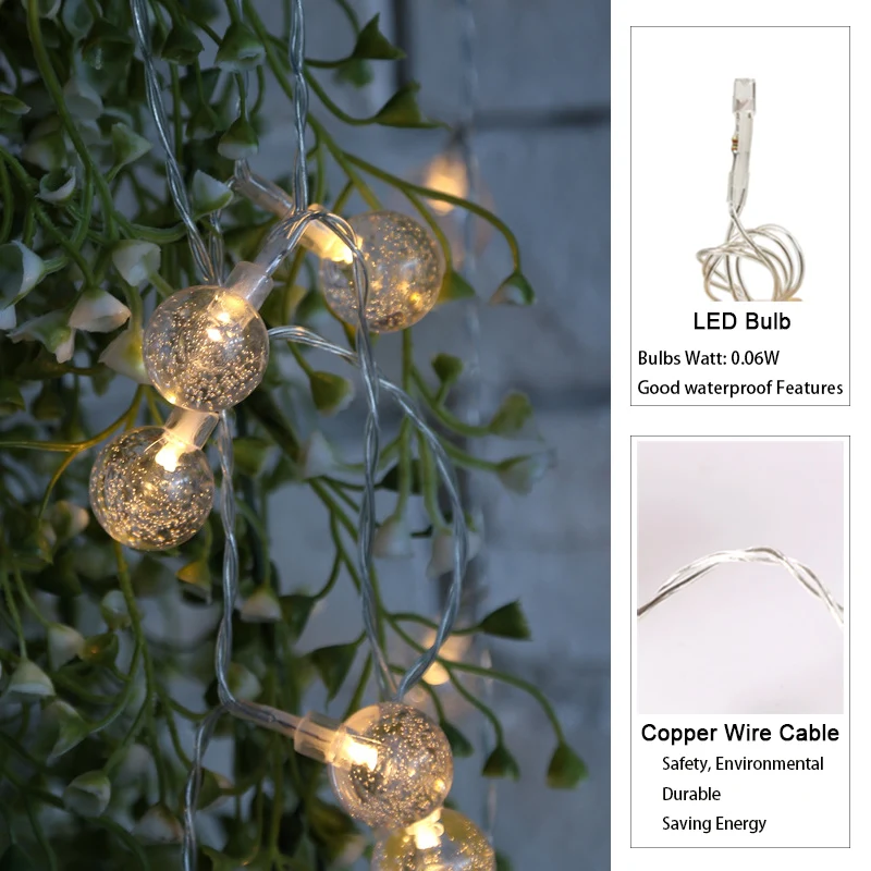 Baterie Ovládané LED Girlanda Vánoční Světla, Dekorace Pro Svatební Osvětlení Holiday Party Ložnice Míč String Světla Venkovní 5
