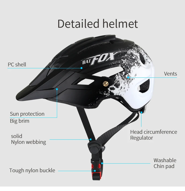 BATFOX cyklistické helmy pro muže mtb ultralight cyklistické Přilby casco ciclismo mtb giro Mountain road bike přilba se světlem 0