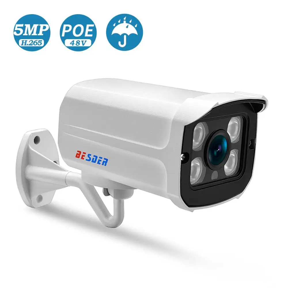 BESDER H. 265 HD 5MP 2MP Bezpečnostní IP Kameru, 48V PoE Pole LED Až 25m IR Noční Vidění Pouliční Kamera P2P ONVIF CCTV 4