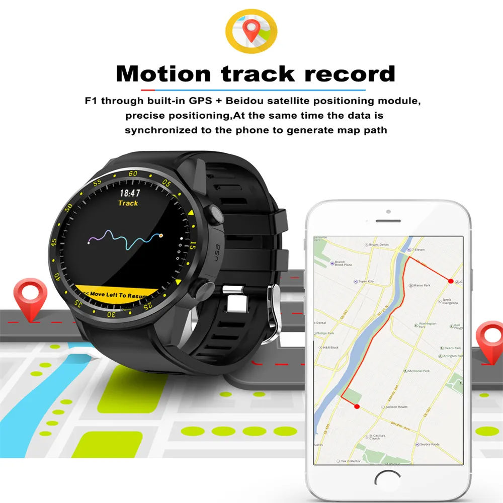 Beseneur F1 GPS Chytré Hodinky Muži Heart Rate Monitor s Kamerou SIM Kartu, Bluetooth Smartwatch pro Android IOS telefon náramkové Hodinky 0